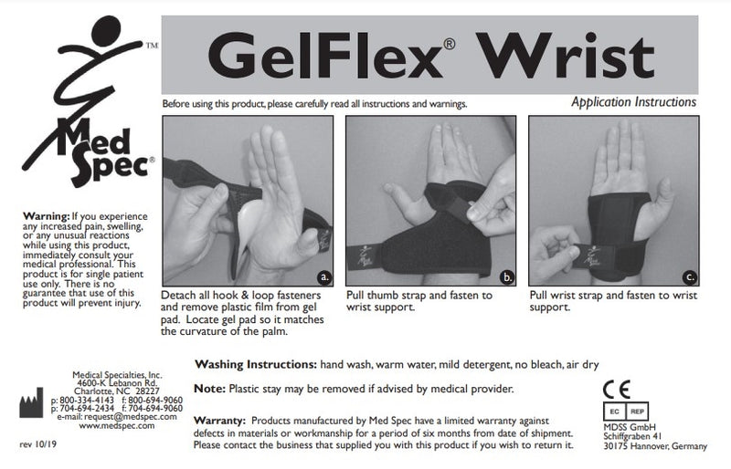 Med Spec GelFlex Wrist Support Brace, Black