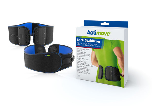 Actimove Back Support Rigid Panel, Pressure Pads, Easy-Closing-Pulley-System, Black