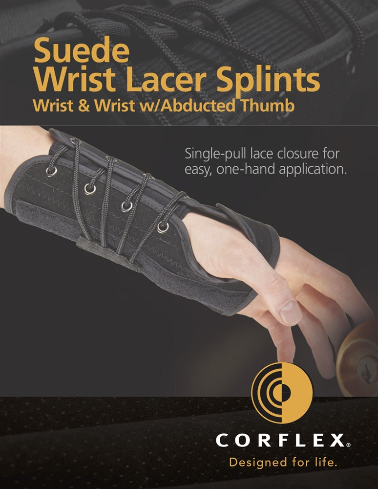 Corflex 8" Suede Wrist Lacer Splint w/Abducted Thumb