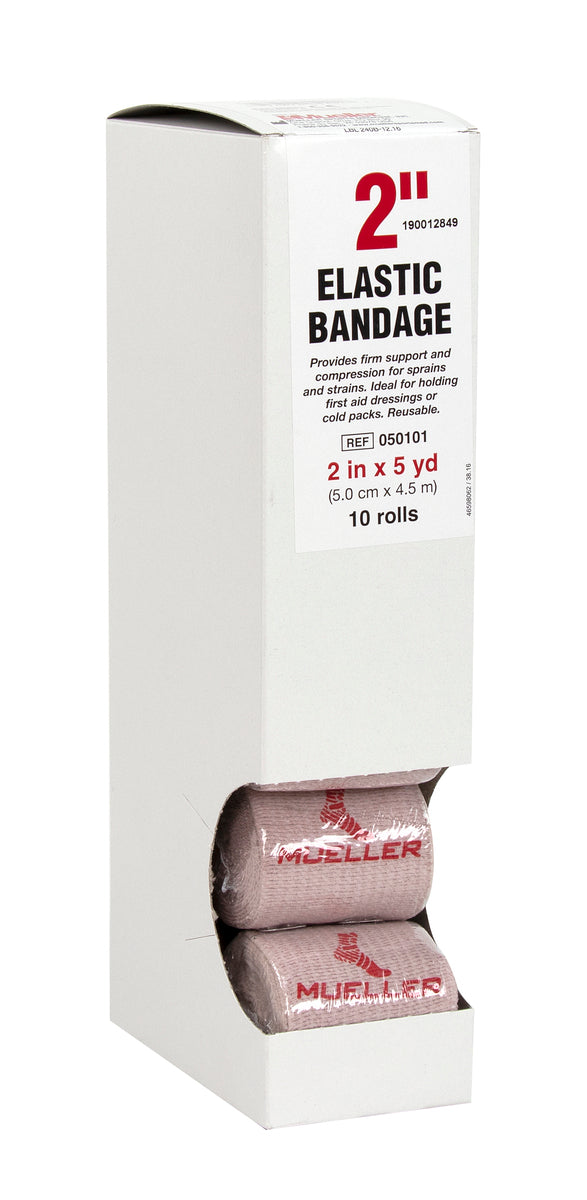 Mueller Elastic Bandages - Box of 10 - 5 yd Rolls (stretched)