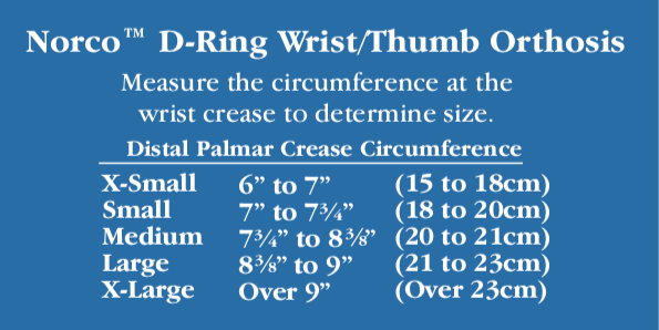 Norco D-Ring Thumb and Wrist Orthosis, Short