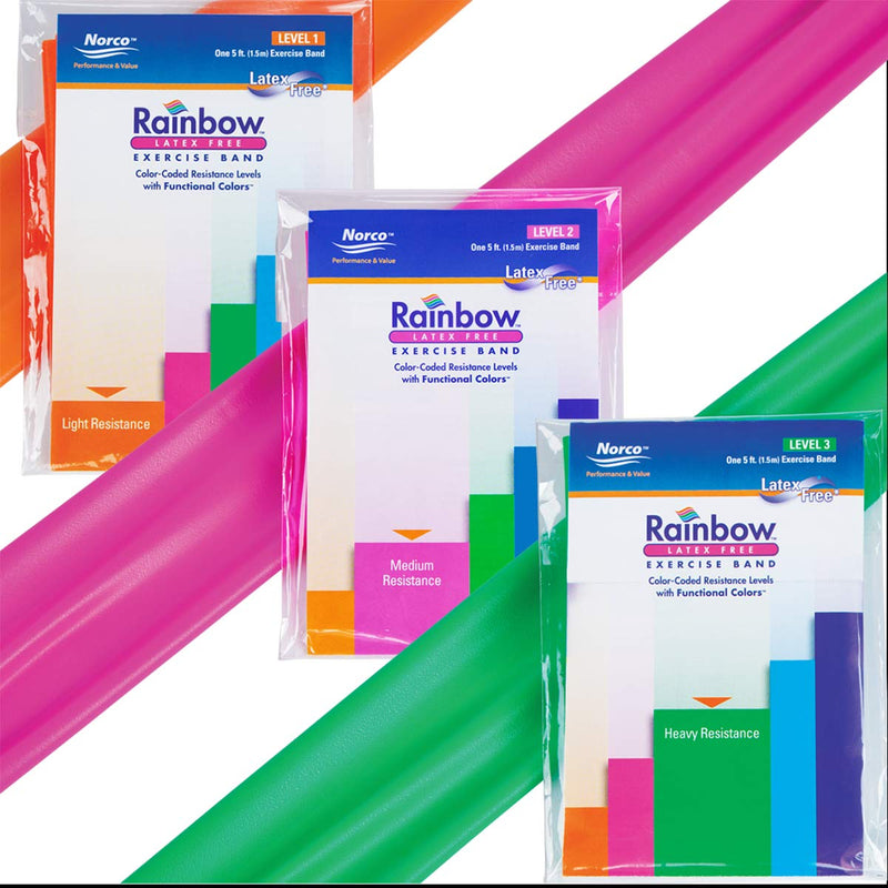 Rainbow Latex-Free Exercise Bands Multi-Packs