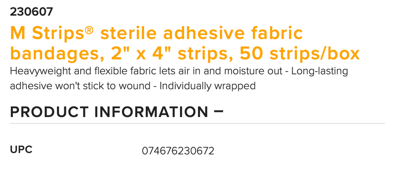 Mueller M-Strips (100/box) - Latex Free, Individually Wrapped, Flexible Fabric