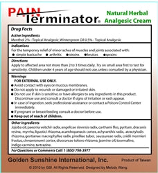 Golden Sunshine Pain Terminator Cream Professional