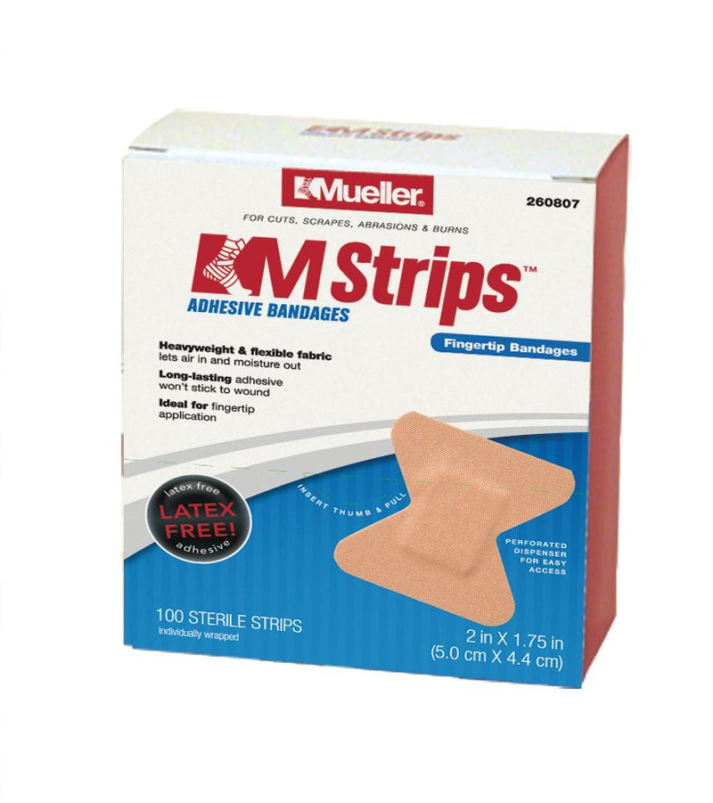 Mueller M-Strips (100/box) - Latex Free, Individually Wrapped, Flexible Fabric